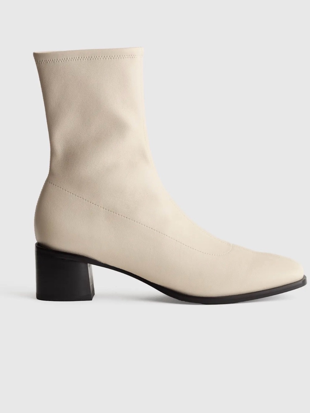 NIB Italian Leather Stretch Sock Bootie in Bone - Retail 164